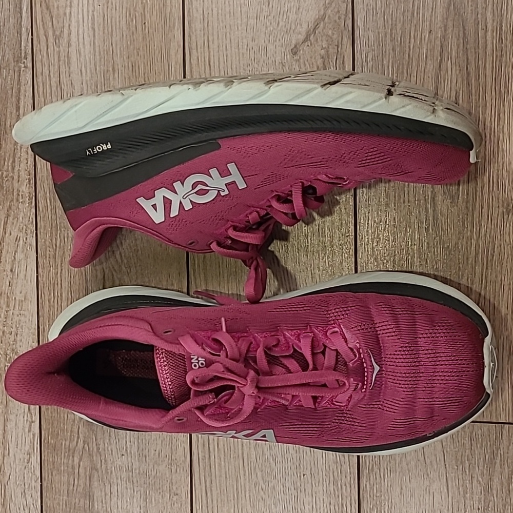 HOKA One One Mach 4 Purple Pink Sz 9.5 B Womens Running‎ Athletic Shoes